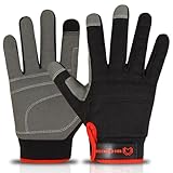 WESTWOOD FOX Leichte Arbeitshandschuhe, Herren Damen Multifunktionale Arbeitshandschuhe mit Handflächenschutz Gartenarbeit Bauarbeitshandschuhe Touchscreen Strapazierfähige (Schwarz, L)