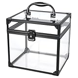 Kosmetikkoffer Transparenter Make Up Koffer Schminkkoffer Tragbare Beauty Case Schaukasten Vitrine Acryl Abschließbar Spendenbox Acryl Box Schmuckschatulle Makeup Organizer,Transparent