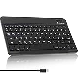 SENGBIRCH Bluetooth Tastatur für iPad 11. /10. /Air/Pro/Mini/iPhone - Deutsche Tastatur für Samsung/Lenovo/Huawei/Honor/Xiaomi/Windows und Android Tablet,Ultra-dünn mit Type-c Kabel