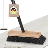 Hausfelder Besen mit Stiel, Zimmerbesen 30 cm breit, Kehrbesen mit weichen Borsten für innen, Stubenbesen und Haushaltsbesen Indoor