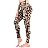Sanpetix Hohe Taille weiche Leggings Damen, Frauen Dehnbare Hose für Damen, Fitnessstudio Leopard SM