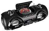 Reflexion CDR900BT, Tragbare HIFI-Stereo Boombox, CD-Player, (2x100 Watt) UKW-Radio, Bluetooth, LCD-Digitalanzeige und Equalizer-Funktion, Mehrfarbiges Discolicht,Schwarz