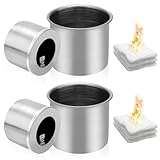 2+2+4 Bioethanol Brennertopf, Universall Edelstahl Brennkammertank für Tischkamin, Inkl Glasfaserwolle für Bioethanol, Ethanol Brennertopf Set für Balkon Terrassen