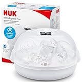 NUK Micro Express Plus Mikrowellen-Sterilisator für Flaschen, sterilisiert bis zu 4 Babyflaschen plus Zubehör in 4 Minuten, inklusive Flaschenzange zum hygienischen Entnehmen