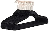 Amazon Basics Kleiderbügel aus Samt, 30 Stück, Schwarz/Roségold