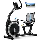 MERACH Liegeergometer für Zuhause mit 8 verstellbaren Widerstandsstufen, leichte kommerzielle Heimtrainer Fahrrad mit Smart Bluetooth, exklusiver App-Konnektivität, LCD-Display, Herzfrequenzsensoren