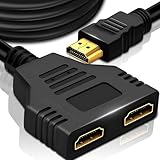 Retoo HDMI Splitter 1 in 2 Out, 1080p 60HZ, HDMI 1.4 Verteiler für Dual Monitore, Nur Duplizieren, HDMI Kabel Adapter Konverter, HDMI-Vertailer Unterstützt FHD Schwarz