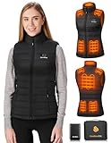Sevdiea Heizweste Damen mit Powerbank 16000mah 7.4v, Beheizte Weste Damen, Leichte Elektrische Wärmeweste, Geeignet Zum Radfahren, Outdoor-Arbeit (Schwarz, M)