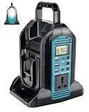 350W Sine Wave Wechselrichter für Makita 18V Batterie, 2-Ports 18V auf 230V Volt Spannungswandler mit 3 USB-A Ports, 1 USB-C Port, 300lm LED-Licht für Camping Reisen Jagd Notfälle (Nur Gerät)