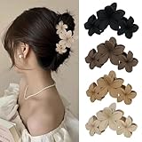 Blume Haarklammer, 4PCS Matte Haarspangen für Frauen Niedlich Haarspangen, Hawaiian Haar Blume Clip Große Haarspange Starken Halt Haar Krallen Haar Zubehör