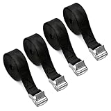 SYEYCW 4 Stück Schwarz Spanngurte Kurz, 1M x 20mm Befestigungsriemen, Zurrgurte mit klemmschloss, Verstellbare Befestigungsgurte, Spanngurte Fahrradträger, für Auto, Sackkarre, Motorrad, Gepäck