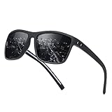 Polarisierte-Sonnenbrille-Herren-Damen-Sportbrille-Sonnenbrillen-Unisex-Klassische-Retro-Vintage-UV400-Schutz-Rechteckig-Schwarz-Sonnen brille-Sunglasses Men-Für Männer Outdoor Wandern Angeln,01