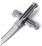KATSU Klappmesser, CPM S35VN Stahl Taschenmesser mit Griff aus Titan und Kohlefaser, Einhandmesser mit Rahmenschloss & Gürtelclip, Japanisches EDC Messer Outdoor Messer für den Täglichen Gebrauch