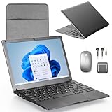 Laptop Windows 11, 8 GB RAM 128 GB ROM, Intel Celeron Quad-Core Prozessoren, 10 Zoll Netbook Computer mit WLAN, Webcam und Bluetooth, Mini-Laptop mit Tasche, Mouse, Headset und Mouse Pad