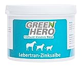 Green Hero Lebertran-Zinksalbe, 500g, bei Hautproblemen von Haustieren, unterstützend bei Wunden, Reizungen, Juckreiz, Mauke und Anderen Hautproblemen, für Pferd, Hund, Katze und Co