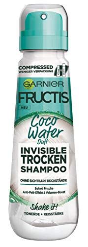 Garnier Trockenshampoo, Invisible, gegen platte, fettige Haare mit Volumen-Boost, frischer Kokosduft, Coco Water, Fructis, 100 ml