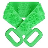 URAQT Rückenbürste Körperbürste, 70cm Länge Rückenschrubber Massagebürste Silikon, Schrubber Silikonbürste für Körper Rücken Peeling Bad, Dusche Waschhilfe zum Entfernen Abgestorbener Haut (Grün)