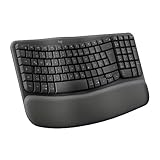 Logitech Wave Keys kabellose ergonomische Tastatur, gepolsterte Handballenauflage, komfortables natürliches Tippen, Easy-Switch, Bluetooth, Logi Bolt, Multi-OS, Windows/Mac, Deutsches QWERTZ, Graphit