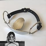 YILUQIFLY BDSM Edelstahl Zunge Depressor Mund Gag PU Leder Kopf Harness Bondage Restraints Adult Slave Fetisch Paare Sex Spielzeug Bondage Knebel Gag Zungenschlag Einstellbar (Schwarz)