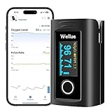 ViATOM Bluetooth Pulsoximeter Fingeroximeter mit APP und 12 Datensätze, Sauerstoffsättigung Messgerät Finger, Blutsauerstoffmessgerät Finger für Herzfrequenz mit Alarm, Professionell APP