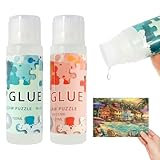 2 Stück 120ml Puzzle Kleber Transparent mit Applikator Puzzlekleber für 1000 Teile Puzzle Conserver Ungiftig Puzzle Glue schnelltrocknend Geeignet für das Kleben und Aufhängen von Puzzles