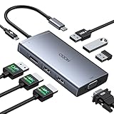 USB C Docking Station Dual Monitor 2 HDMI, 8 in 1 Laptop Dockingstation with Dual HDMI, Displayport, VGA, PD, 3 USB Ports, USB C Hub Multiport Adapter for Dell, HP, Lenovo Thinkpad,Surface