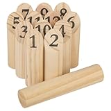 Eddy Toys Holz Wurfspiel 13-teilig - Outdoor Spiel für Kinder und Erwachsene - Zahlen Kegelspiel Mölkky - Familienspiel aus Holz für Garten und Park