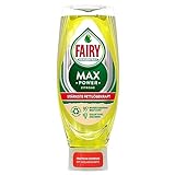 Fairy Spülmittel Max Power Zitrone, effektive Formel für sauberes Geschirr und Fettlösekraft bei fettigsten Töpfen und Pfannen, 660ml