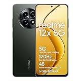 realme 12x 5G Smartphone 6+128 GB, 50MP AI Camera, 5G Dual SIM Dual Standby, TÜV SÜD 48-Month Fluency Protection, 120Hz Eye Comfort Display, 360° NFC, 5000mAh Battery, Glowing Black(no Adapter)