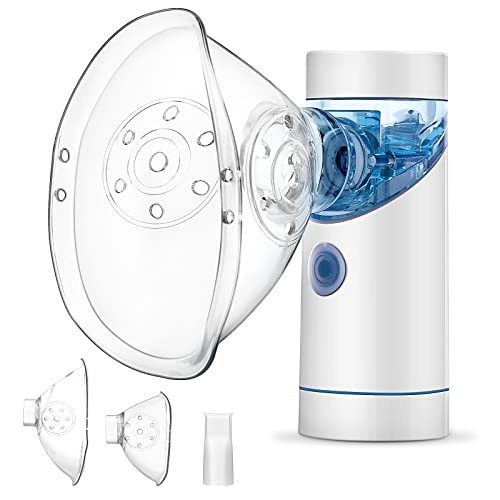 Inhalationsgerät Tragbar Vernebler Set, Geräuscharmes Inhalator Vernebler mit Mundstück und Maske, Wirksam bei Atemwegserkrankungen, USB Wiederaufladbar, Inhaliergerät für Kinder und Erwachsene
