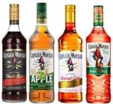 4 Flaschen Captain Morgan Rum Mix a 0,7 Liter aus 4 Sorten (1xSpiced Gold 35%vol./1x Dark Rum 40%vol./1x Sliced Apples 25%vol./1xTiki 25% vol.) + Space Keks gratis 45 g von Onlineshop Bormann