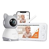 BabyTime Video-Babyphone, 5' Farbdisplay mit 3MP Pan/Tilt Kamera, Babyphone mit Kamera und App Infrarot-Nachtsicht, Zwei-Wege-Audio, Temperatur- und Tonalarm, Smart Nursery Modu