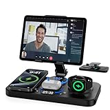 Kabelloses 3-in-1-Ladegerät für iPhone 16/15/14, Apple Watch 10/918, AirPods Pro/4/3, kabellose Ladestationen mit Uhr, 7-farbige Lichter und Tablet-Ständer