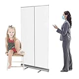 YYQ SHOP Transparente Hygieneschutz Rollup 80x180cm,90x200cm,Hustenschutz Virenschutz Schutzwand Spuckschutz Stellwand Faltbare Trennwand Schutzscheibe für Büro Salon Restaurant,Spuckschutzfolie