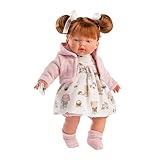 Llorens 1033138 Puppe Lea mit roten Haaren und blauen Augen, Babypuppe mit weichem Körper, inkl. Schnuller, 33 cm, Blau/Rot
