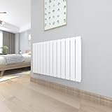 T&K Heizkörper Flach 630x1001mm Weiß Doppellagig Design Heizkörper, Horizontal Moderne Paneelheizkörper Badheizkörper Für Seitenanschluss Heizung