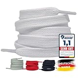 LaceHype 1 Paar Premium Schnürsenkel flach [10 mm breit ] LC2 reißfest Schuhbänder Ersatz Shoelaces aus Polyester für Sneaker, Sportschuhe, Laufschuhe, Turnschuhe (Weiß, 120)