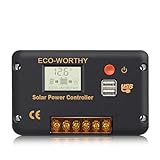 ECO-WORTHY 30A Laderegler Solar 12V/24V, Solar Laderegler Intelligenter Regler mit zwei USB-Anschlüssen Solarbatteriecontroller LCD-Display