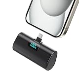 Mini Powerbank 5200mAh, Klein Power Bank USB C PD Externer Akku, Compact LCD Digitalanzeige Akkupack Kompatibel mit iPhone 16/15, Samsung S22/23 Serie, Note20/10 Serie, Huawei, iPad Pro/Air-Schwarz