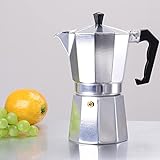 PIQIUQIU Espressomaschine, Moka-Kanne für 3 Tassen Kaffee (150 ml), Aluminium