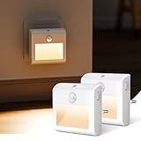 2 Stück Nachtlicht Steckdose, LED Nachtlicht mit Bewegungssensor und Dämmerungssensor, Helligkeit Dimmbare, Auto/Ein/Aus Modi, Warmweiß Steckdosenlicht für Flur, Treppe, Schlafzimmer,Gang, Küche