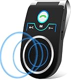 Bluetooth Freisprecheinrichtung für Auto, Bluetooth 5.0 Freisprechanlage Car-Kit mit Geräuschunterdrückendes Mikrofon und HiFi Sound für GPS, Musik-Siri Sprachsteuerung-Unterstützt 2 Telefone