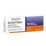 SchlafTabs-ratiopharm 25 mg Tabletten: rezeptfreie Hilfe bei Schlafstörungen mit dem Wirkstoff Doxylaminsuccinat. Unterstützt das Einschlafen und fördert das Durchschlafen, 20 Tabletten