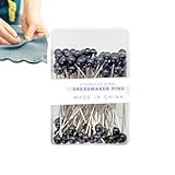 Nähnadeln mit Kugelkopf: 100 bunte Perlmuttnadeln zum Positionieren von Kleidungsstücken | gerade Stecknadeln mit Kugelkopf und Box, Nähnadeln für Stoff, Quiltnadeln