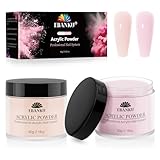 EBANKU Acryl Pulver Set, 2 Farben Rosa Rude Acryl Nagel Pulver Professionelles Acryl Pulver für Nagel Acryl Verlängerung