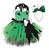 MNSWR Kette Für Tasche Kostüm Halloween Hundeknochen Historisches Höhlenmädchen Tüllkleid Prinzessin Outfits Schwarzer 152 (Green, 3-4 Years)