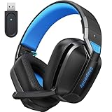 Skapendy VK80 Wireless Gaming Headset Mit Mikrofon, Faltbares Gaming Headset Mit 2.4Ghz USB & Bluetooth 5.4, Gaming Kopfhörer für PS5/PS4/PC/Switch/Mobile, Dual EQ Modus, 50 Hr - Blau