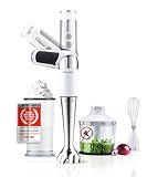 Turmix Stabmixer Kabellos Edelstahl CX 422 - Kabelloses Stabmixer Set mit Mixbecher, Multizerkleinerer, Schwingbesen und Ständer – 1800W Li-Ion Akku für vielseitige Küche