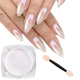 White Pearl Chrome Nail Powder, Ice Glazed Donut Transparent Powder for Moonlight Effect, Perfect for Glittering and Shinning Nails - DIY Nail Art Accessory