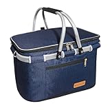 ABIUBIU Einkaufskorb Kühltasche Groß Isolierkorb KüHlkorb KüHltasche Picknickkorb Picknicktasche mit Zwei Griffen -für Reisen/Picknick/Einkaufen/Geschenk